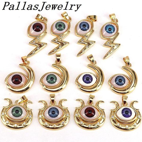 

charms 10pcs fashion cz micro pave eye shape design pendant, gold plated hip hop charm, necklace charm big pendant, Bronze;silver