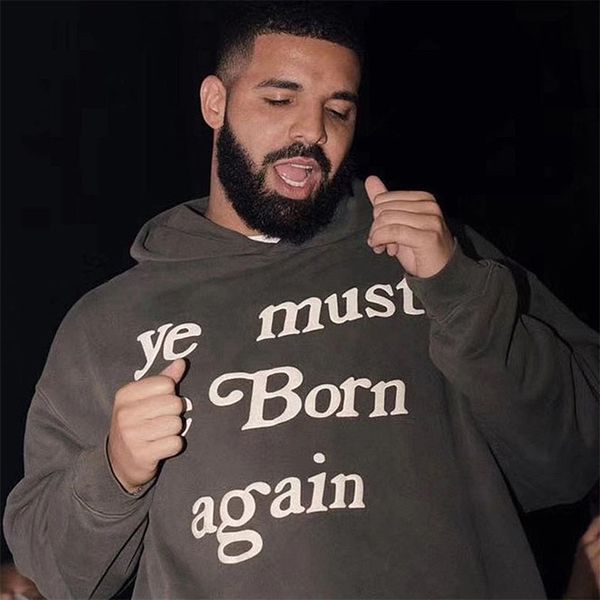 

men's hoodies & sweatshirts kanye west cpfm kid cudi hoodie with hood man foam woman ye shall be born again pullover, Black