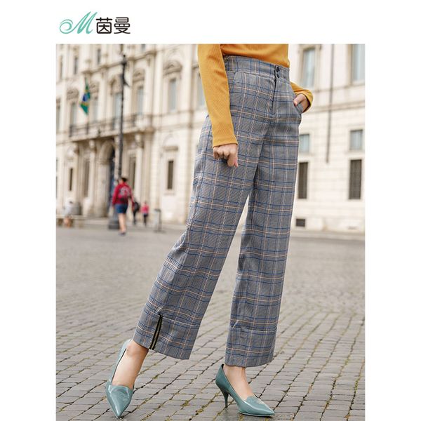 

capris retro plaid straight style women causal pants 4z9u, Black;white