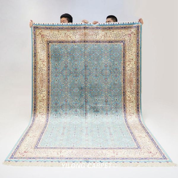 

carpets 6'x9' hand made persian tabriz carpet blue knotted turkish rug (ywx234a)