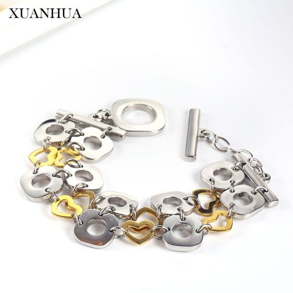 

link, chain xuanhua link bracelets bangles for women charm jewelry accessories stainless steel woman 2021 bohemian, Black
