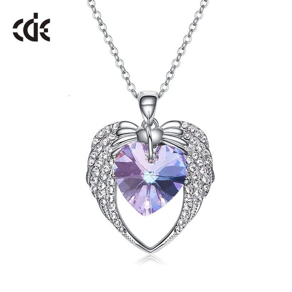 

necklace the heart-shaped crystal is made of austrian angel for women, Silver