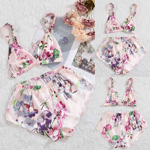 Set di due pezzi del pigiama divertente della tentazione adorabile della ragazza di fiore della serigrafia di simulazione della borsa rosa 211203