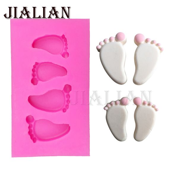 

mini baby feet chocolate cake decorating tools diy baking fondant silicone mold footprint kitchenware bakeware t0257