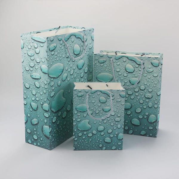 

gift wrap 12pcs green water drops paper bags creative clothing shopping
