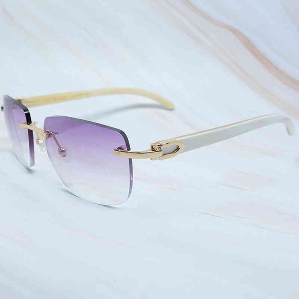 

2022 factory wholesale model rimless men womens sun shades wooden buffalo big square sunglass buffs gafas de sol 684r sunglasses, White;black