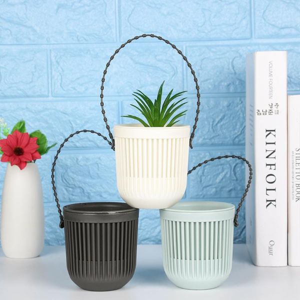 Creativo semplice doppio strato di plastica fioriera desktop ornamento appeso vaso di fiori porta piante cesto vaso da giardino decorazioni per la casa fioriere vasi