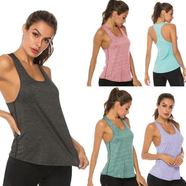 

yoga outfits women's sleeveless o neck sports vest base layer stretch moisture wicking breathable fitness gym shirts, White;red