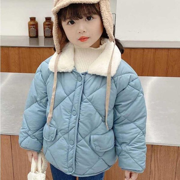 

down coat outwear clotheswarm padded jacket children parkas winter children's loose cotton clothes boys & girls thickened fur collar, Blue;gray