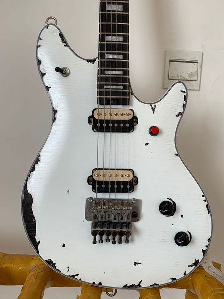 

high qualitty aged electric guitar, eddie van halen wolfgangwhite