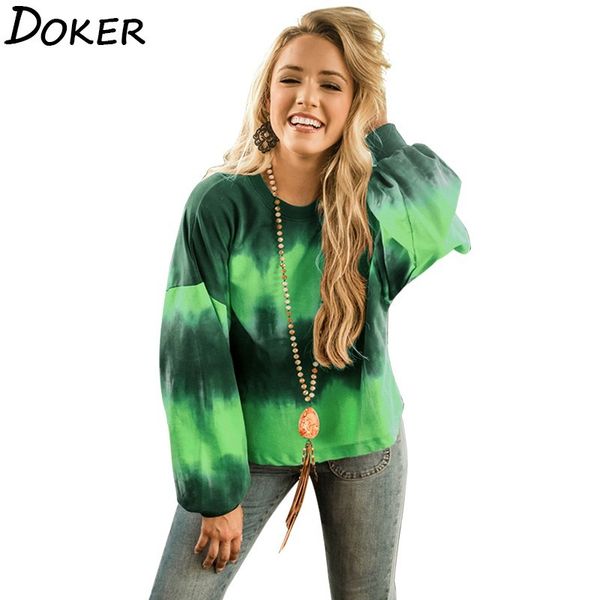 

autumn tie dye t shirts for women o-neck long sleeve plus size fashions streetwear tshirt vintage loose tee shirt femme 210423, White;black