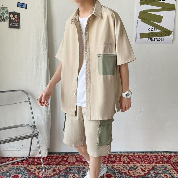 

men's tracksuits 2021 summer short sleeve shirts loose two piece clothing set leisure clothes sets fashion trend shorts -2xl, Gray