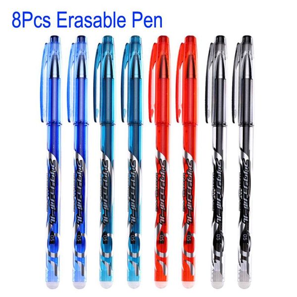 

gel pens delvtch 8pcs/set 0.5mm erasable pen blue/black/red refill 4colors avaliable for children's gift office student