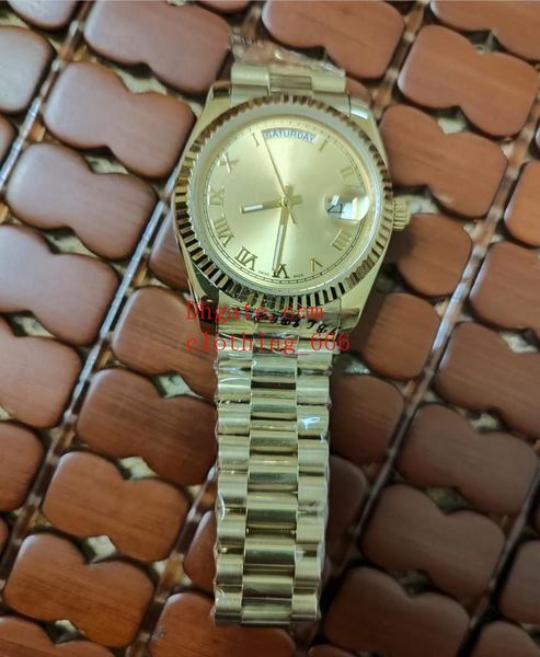 

luxury watches 218238 41mm romen dial sapphire glass mechanical 18k yellow gold stainless steel bracelet classic mens watch, Slivery;brown