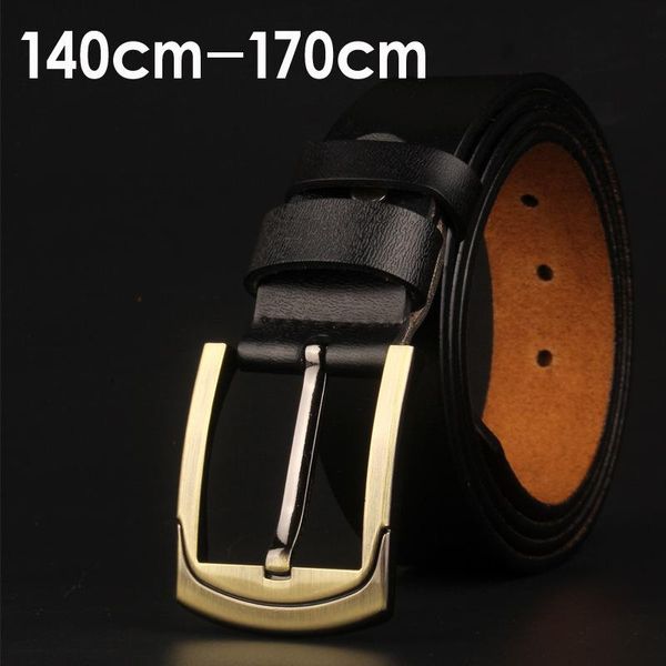 

man belt 44 48 54inch size 100% leather for men punk archaize needle clasp lengthening waistband 140 150cm belts, Black;brown