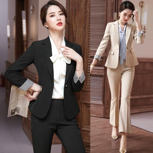 

women's suits & blazers fashion ladies pant for women business blazer and jacket sets work wear office uniform styles, White;black