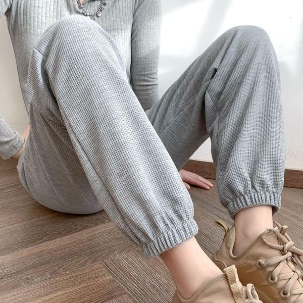 

women's pants & capris women autumn and winter waffle casual grey sports thin legs harlan versatile guard sweatpants, Black;white