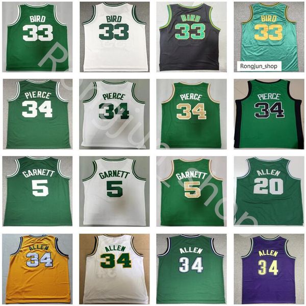 

mitchell ness retro mens stitched basketball kevin garnett 5 ray allen 34 paul pierce 33 jersey green white vintage quality, Black;red