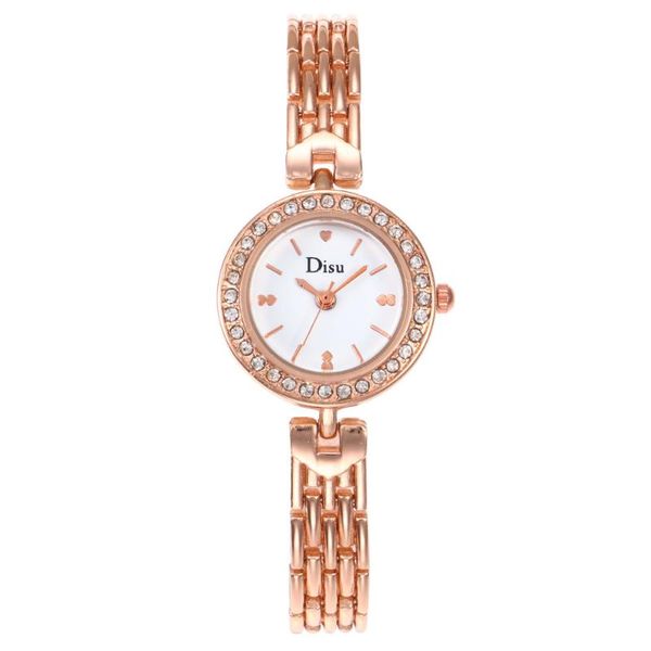 

wristwatches delicate chain round female wristwatch rhinestone rose gold women watch trend stainless steer brand ladies watches montre femme, Slivery;brown