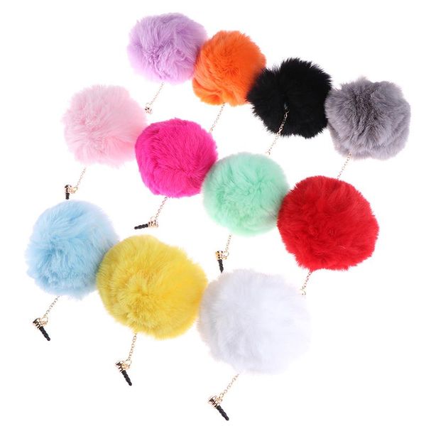 

1pc earphone jack plug crystal ball fur dust mobile phone 3.5mm earphones hole cell accessories 11 colors anti-dust gadgets