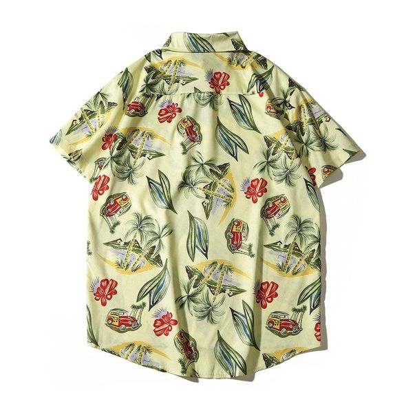 

men's casual shirts men loose shirt with short sleeves hawaiian for printed short-sleeved, White;black