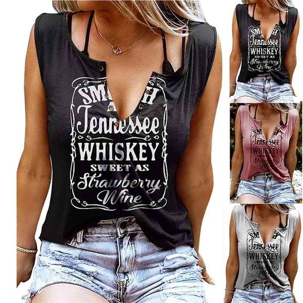 

women's style fun letter printing v-neck sleeveless t-shirt summer casual loose fashion blusen damen 210705, White