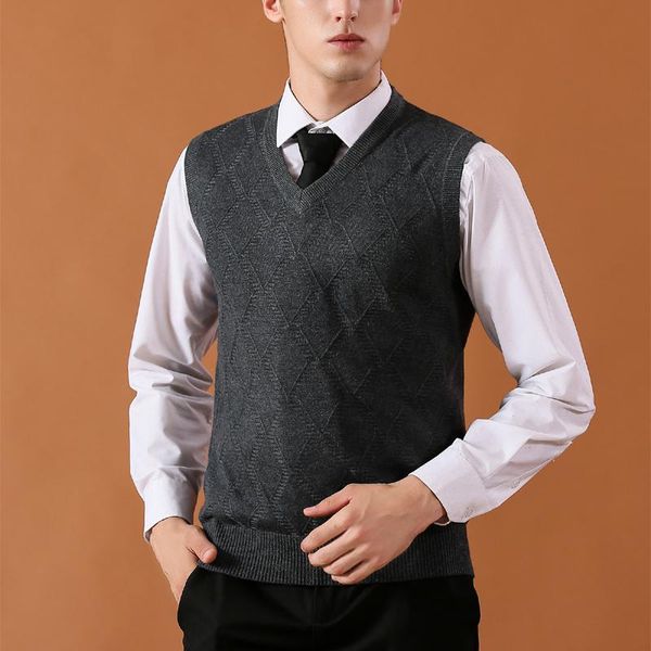 

men's vests arrival fashion vest winter men sleeveless sweater casual knitted v-neck brand clothing asian size 3xl, Black;white