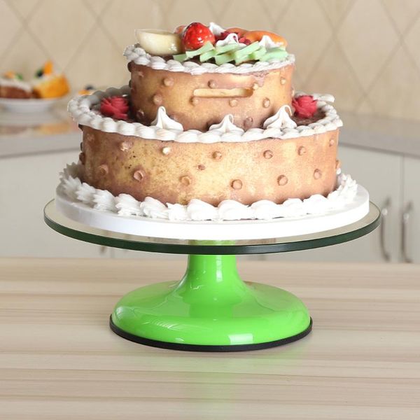 

baking & pastry tools glass platform cake turntable double stainless steel bearing rotating table 12 inch decorating rotary base bakeware