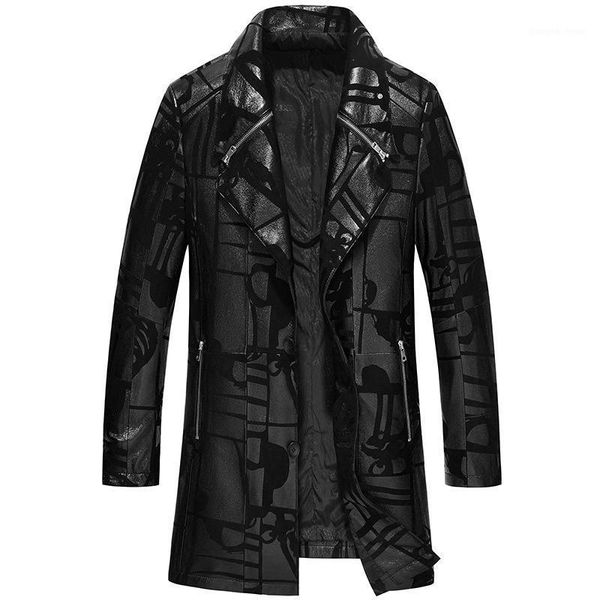 

men's leather & faux windbreaker male long 2021 winter sheep haining coat of cultivate morality fashion, Black