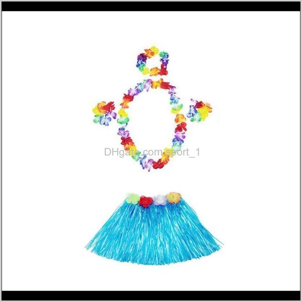 30 Set 30 cm Hula hawaiana Gonna di erba 4 pezzi Lei per bambino Luau Costume Party Spiaggia Ghirlanda di fiori Za1581 Isqbz Decorativo F Hupx9