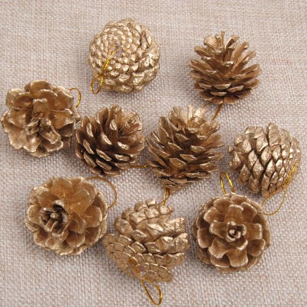 

christmas decorations 9 pieces of gold and silver pine cone tree decoration pie home