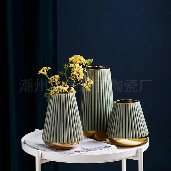 

vases antique for flowers american style celadon, gilt edged ceramic soft decoration nordic vase home
