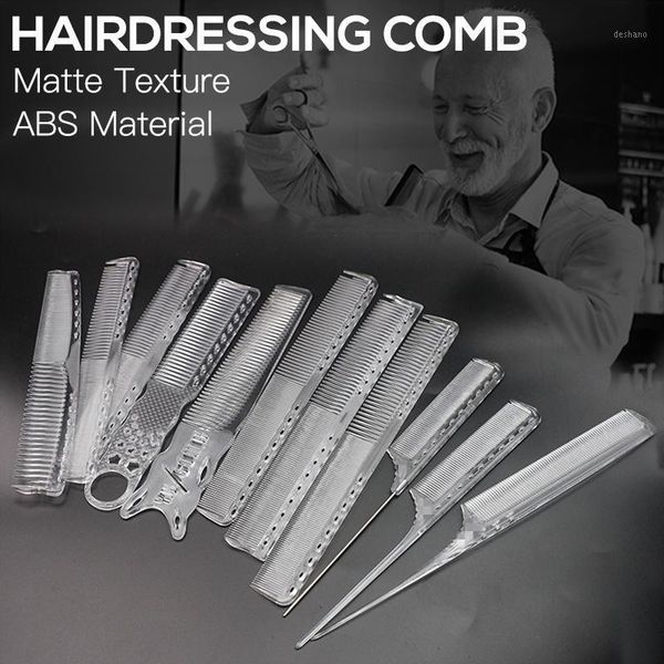 

professional hairdressing transparent anti-static hair cutting comb salon haircut non-slip handle flat clipper brushes1, Silver