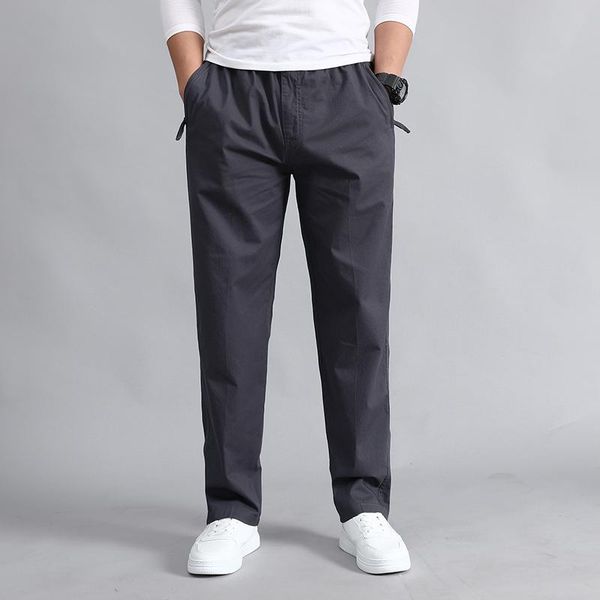 

men's pants casual loose spring autumn cotton multi-pocket cargo men overalls long straight trousers plus size 6xl, Black
