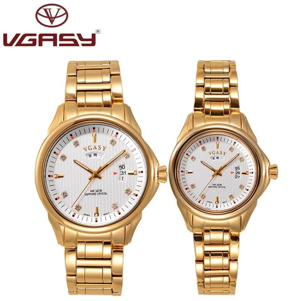 

wristwatches vgasy steel with couples watch a simple fashion business and waterproof quartz clock luminous light cale, Slivery;brown