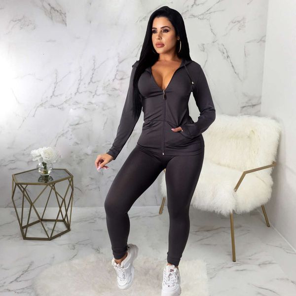 

loose solid color two piece women's fashion casual sweater suit, White