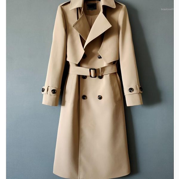 

men's trench coats /spring fashion double-breasted loose casual solid color cotton jacket personalized customization large size /s-6xl, Tan;black