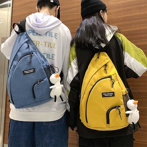 Unisex multi-função mochila moda estudantes coreanos schoolbag casual simplicidade um ombro peito pacote impermeável 211026