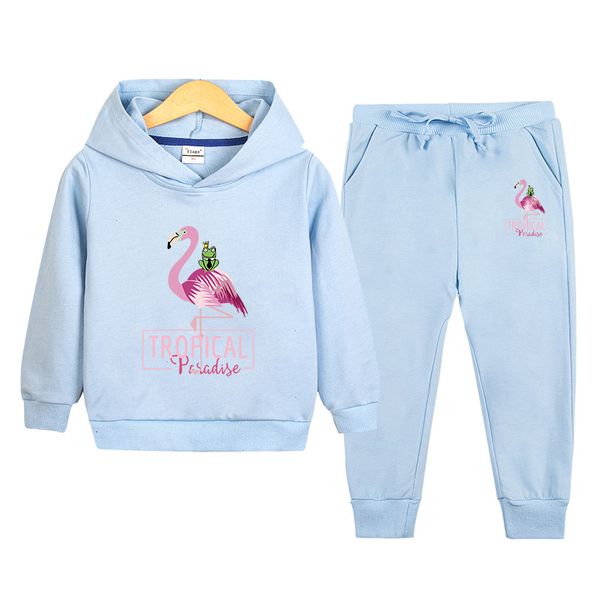 

children clothing sets cartoon animals casual baby boys girls with hooded long sleeve pullover + pants outwear sports suits, White