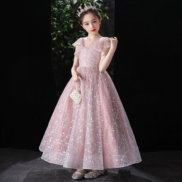 

girl's dresses princess dress pink flower girl wedding host, Red;yellow