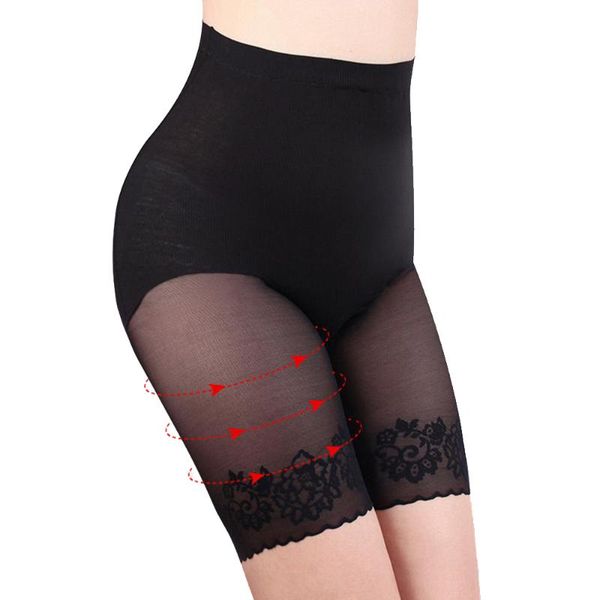 

women's leggings petticoat shorts seamless underwear stretch non-slip high waist lace mid-thigh, Black