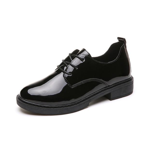 

dress shoes 2021 women's stylish patent leather anti-skid round head shallow lace strap sequins wild student casual womens, Black