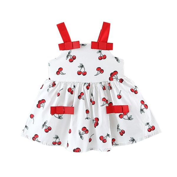 

girl's dresses weixinbuy summer casual baby girls sleeveless cherry printed dress kids toddler pageant sundress mini, Red;yellow
