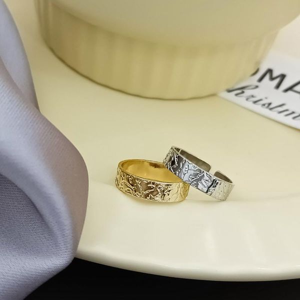 

wedding rings irregular concave convex personality vintage wide foil women and men open couple hand 2021 trend jewelry party, Slivery;golden