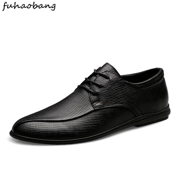 

dress shoes men's brand genuine leather formal party oxfords vintage retro shoe elegant pointed toe for men, Black