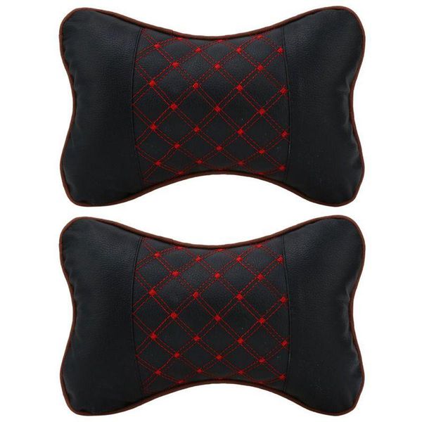 

seat cushions 2 pcs leather pp cotton car headrest neck pillow auto cover head rest cushion styling accessaries