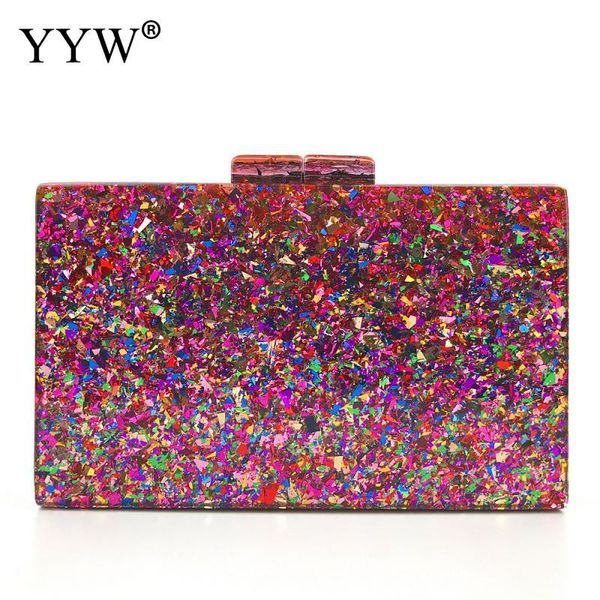 

colorful acrylic cocktail clutches for women fashion party evening bag purse clutch glitter shoulder pouch bags