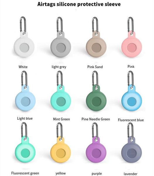 

airtag trackers loop silicone case protective cover shell with key ring for apple airtags smart bluetooth wireless tracker anti-lost