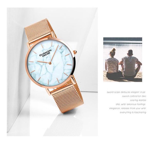 

wristwatches guanqin watches for women small exquisite wrist watch quartz couple simple delicate and textured dial, Slivery;brown