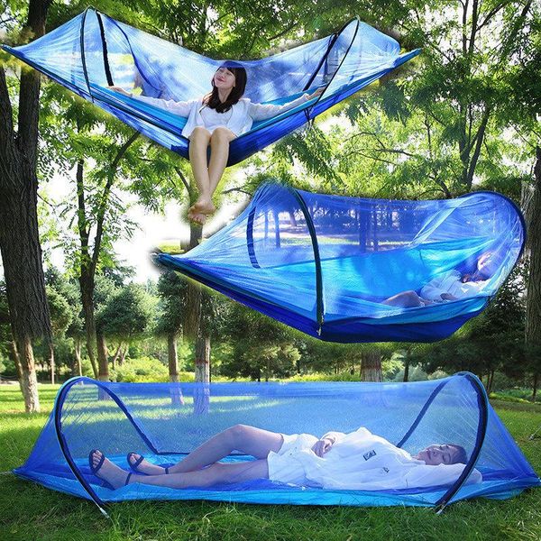 

outdoor pads camping garden hammock with mosquito net furniture 2 person portable hanging bed strength parachute fabric sleep swing